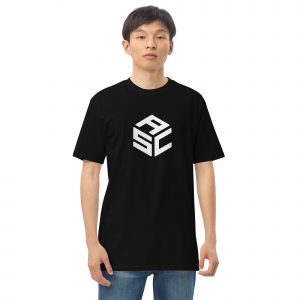 Men’s premium heavyweight tee - ASC logo front & text on back