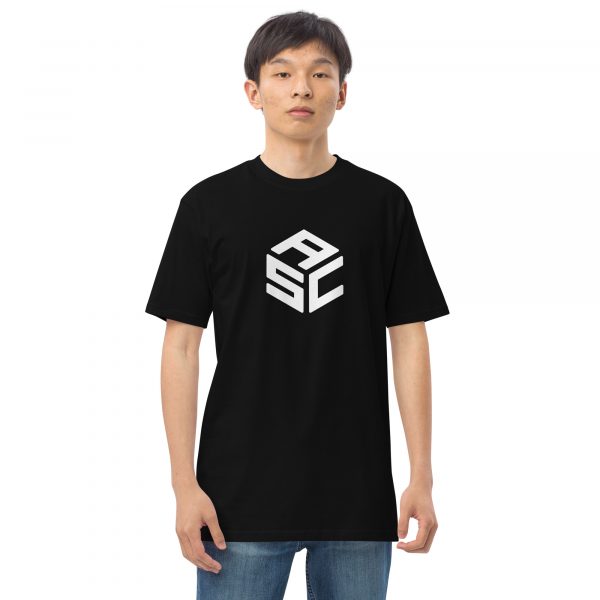 Men’s premium heavyweight tee - ASC logo front & text on back